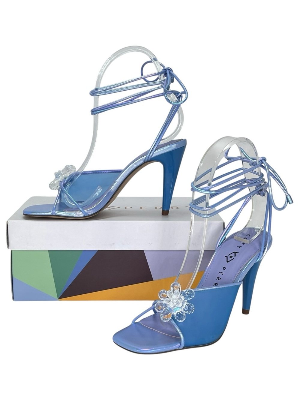 Katy Perry Vivvian Purple Flower Tie Up Womens Heels Size 7M